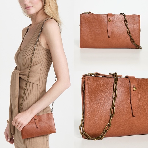Madewell The Transport Accordion Crossbody English Saddle Brown Leather - Picture 1 of 9